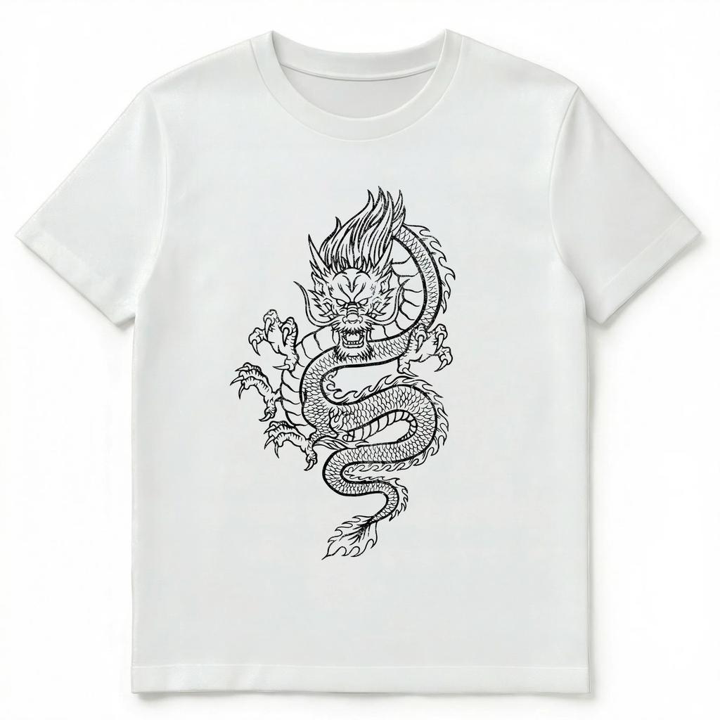 Big Black Colored Dragon Graphic Design Unisex T-Shirt