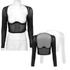 Women Nightclub Costume Sheer Mesh Open Bust Underwire Crop Top Nightwear Long Sleeve T-Shirt Tops Shawl Wraps