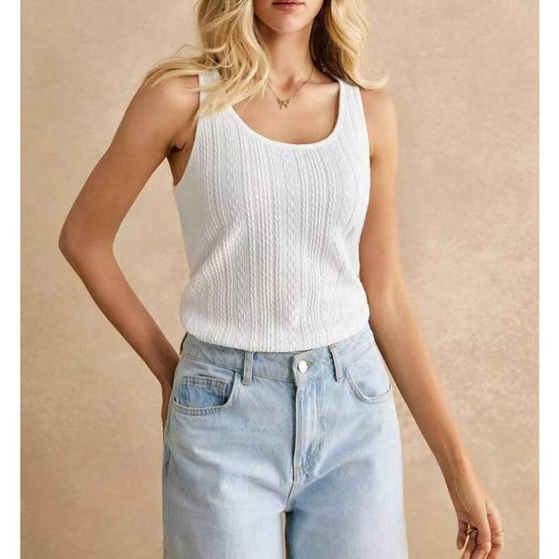 Женская новая облегающая сексуальная однотонная жаккардовая майка Hundred Spice