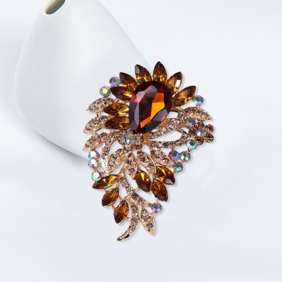 Elegant Colorful Rhinestone Irregular Brooch Shape Vibrant Color Glass Pin Shawl Scarf Suit Collar Badge