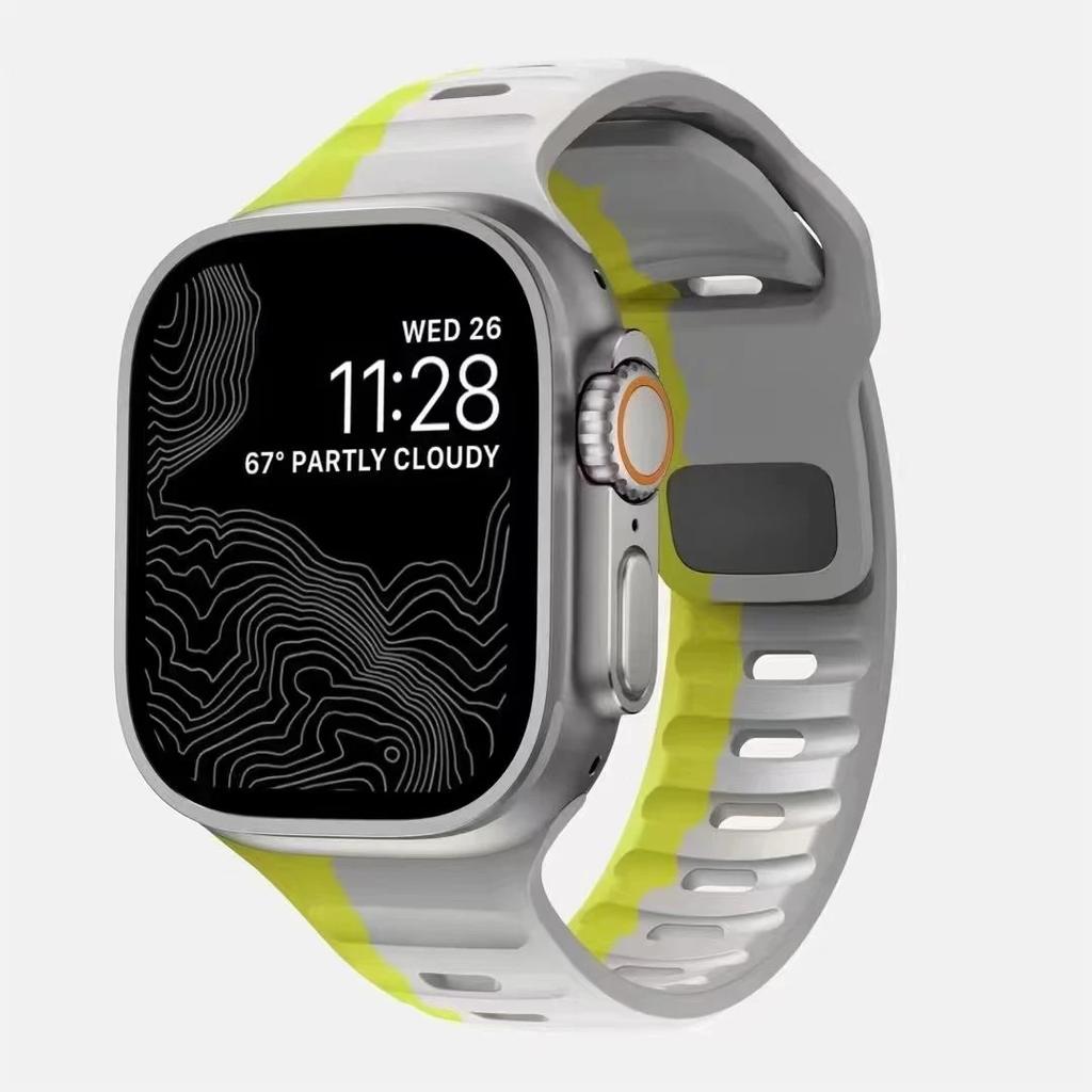 Спортивный ремешок для Apple Watch Ultra 9 8 7 6 SE 5, мягкий силиконовый легкий браслет-ремешок для iWatch 38 мм, 40 мм, 42 мм, 44 мм, 45 мм, 49 мм