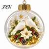 3D Holiday Character Figurines Christmas Faux Crystal Ball Hanging Ornaments with Warm LED Seasonal Home Decor Accessories Lights, Luminous