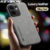 KEYSION Роскошный ретро-чехол из искусственной кожи для OPPO Reno13 F 5G, мягкий силиконовый + противоударный чехол для задней панели телефона из поликарбоната для OPPO Reno 13 F 13F 5G
