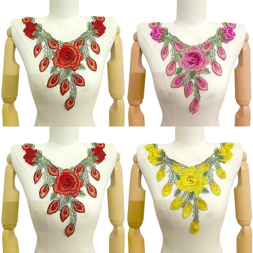 Detachable Embroidery Flower Applique 24cm X 34cm Floral Patches  Wedding Decoration DIY