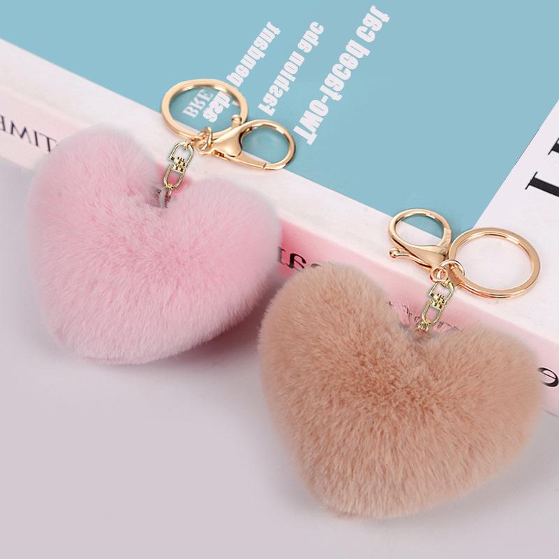 1 шт. помпон сердце любовь брелки плюшевые шарики из меха пушистая модная сумка ювелирные изделия женские украшения автомобиля