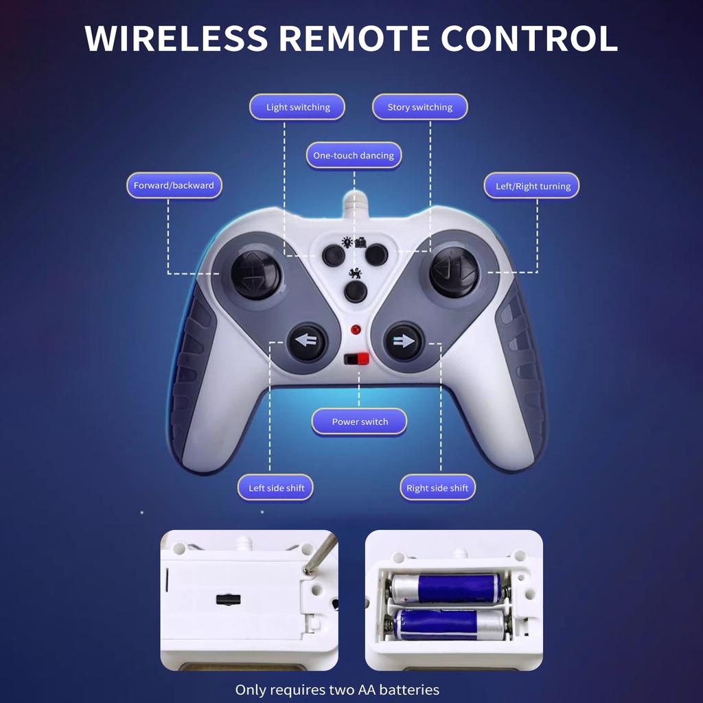 Robot Toy for Kids, 2.4G Remote Control Car Toys with LED Light LCD Screen and Music for Boys