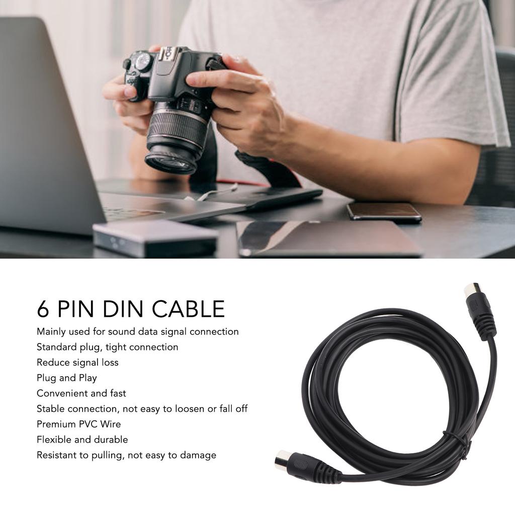 6 Pin DIN Cable Male to Male Plug and Play Sound Signal Connection DIN Extension Cord for Digital Device