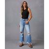 Wide Leg Fringe Washed Ripped Straight Leg Casual Women's Jeans