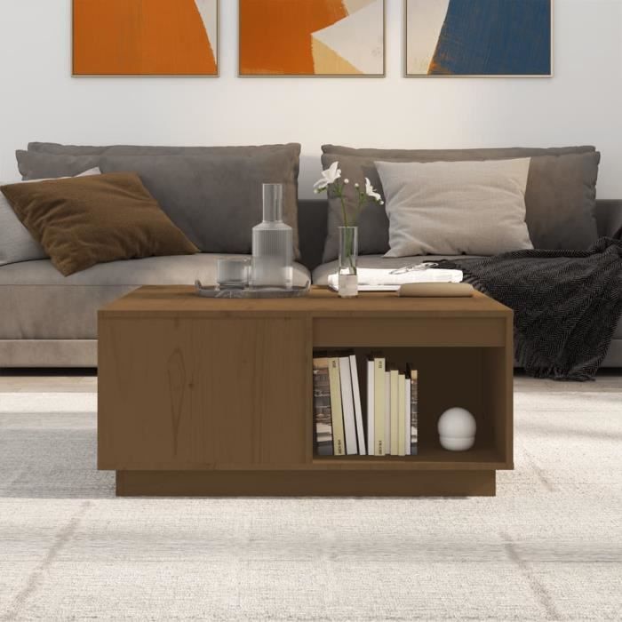 814527 vidaXL Table basse Marron miel 80x81x36,5 cm Bois massif de pin