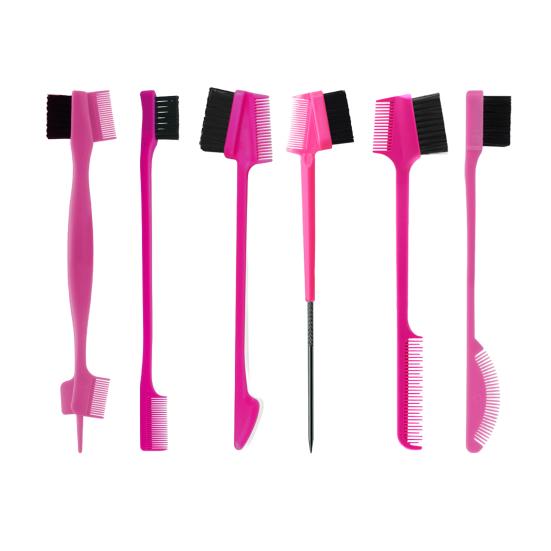 6 шт. Щеточка для бровей с двойной головкой и расческой, многофункциональная щетка для укладки бровей, профессиональная портативная дорожная женская косметика, инструменты для ухода за бровями