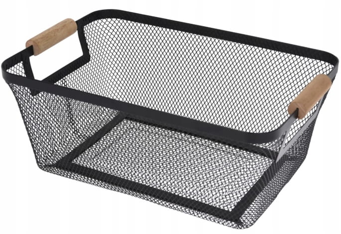 Storage Basket 30.5x21.5 x14cm Metal with Wooden Handle