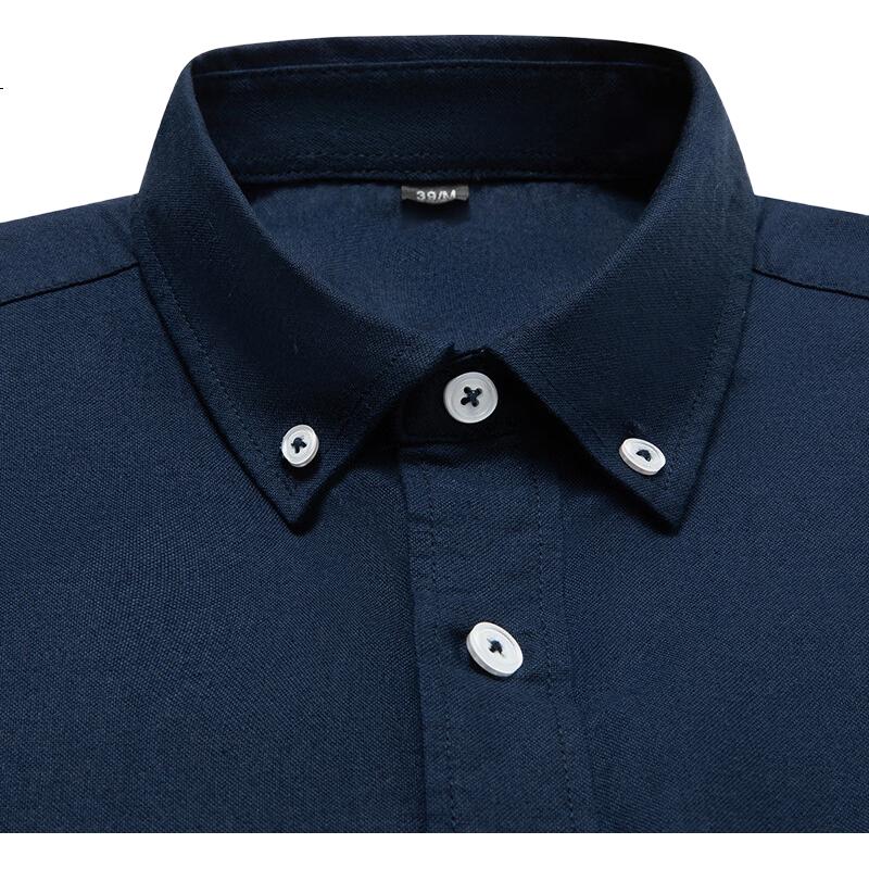 LIMENG Cotton Long-Sleeve Shirt for Men, Solid Color Pure Cotton Oxford Cloth Casual Shirt, Large Size, White, Size 39