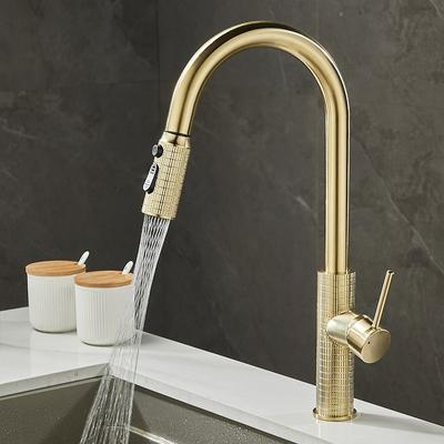 Новый смеситель для мойки, кухонный кран, горячая и холодная вода, резной, выдвижной, латунный, вращающийся, настил, однорычажный смеситель для мойки