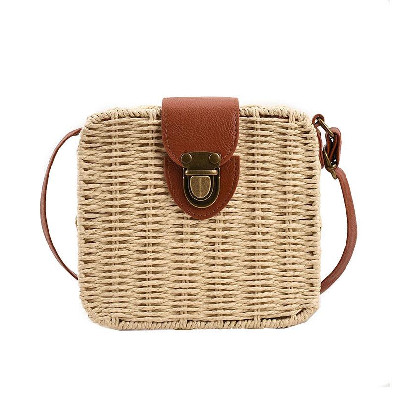 Женская соломенная сумка ручной работы, женские сумки через плечо, пляжная дорожная сумка через плечо, женская маленькая сумка-коробка из ротанга, сумка-шоппер, сумки-тоуты Bohemia