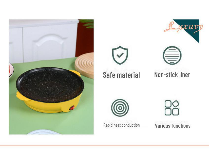 Электрическая сковорода-гриль с антипригарным покрытием для корейского барбекю, стейков и еды на вынос – маломощная, мини-размер для студенческих общежитий