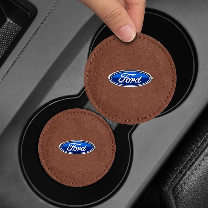 Car Cup Holder Pad PU Leather Slot Non-slip Coaster Mat For Ford Focus Mondeo MK1 MK2 MK4 MK3 Fiesta ST Line Kugo Transit Escape Fusion Explorer