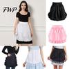 Waterproof Apron with Pockets Half Butterfly Bow & Lace Hem Waist for Kitchen Design Coffee Shop Bistro Adjustable Ties Cafe Server Waitress