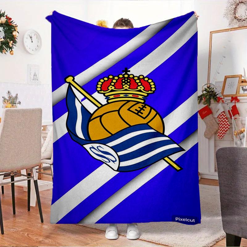 Real Sociedad Blanket Outdoor Flannel Blanket for Camping, Hiking, Garden Parties, Picnic Essentials,gift for family and friends