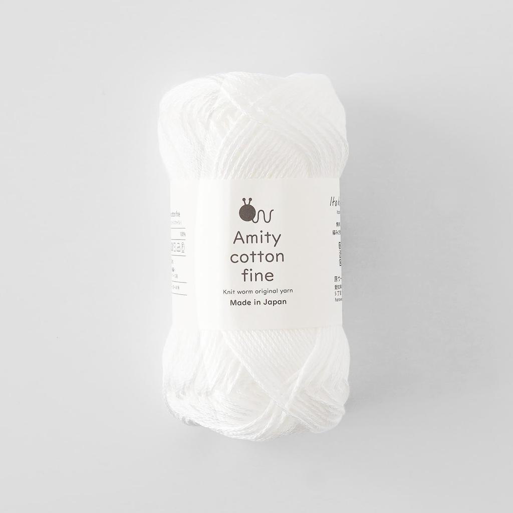 Knitworm Amity Cotton 25г Сделано в Белом Тонкий, 5 штук, Средне-тонкий, (приблизительно. 80м), 100% хлопок, Япония,