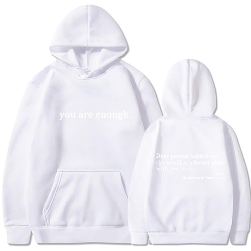Men's and women's fleece sweater plain letter print pocket drawstring print hoodie