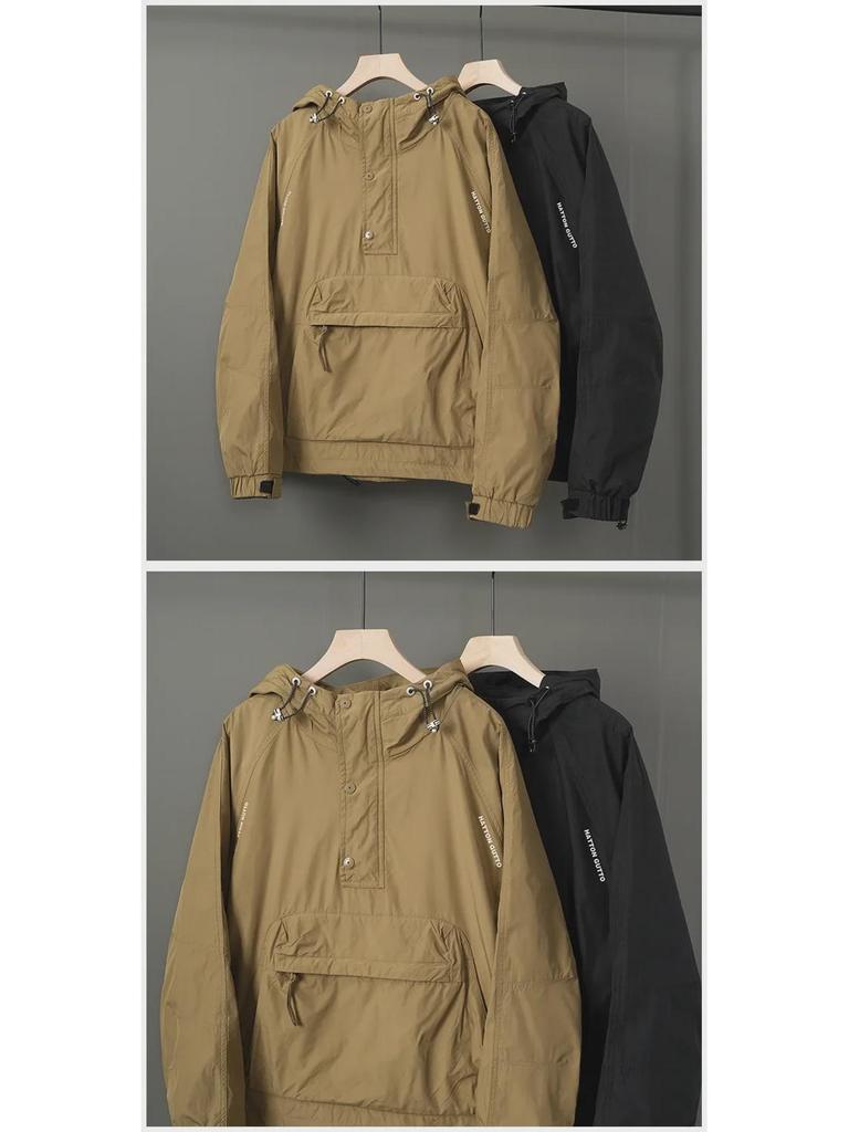Мужская водонепроницаемая куртка с капюшоном в американском стиле — модная, повседневная, свободного кроя на весну и осень 2024 г.