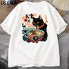 Kawaii Cat Anime Tshirt Ramen Japanese Funny Graphic Tee Kawaii Noodle Cat Tee Shirt Man Short Sleeve T-shirt Harajuku Clothes