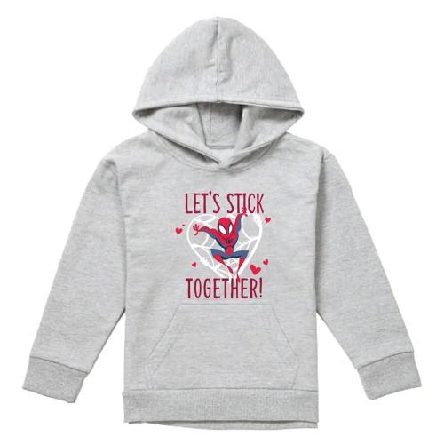 Spider-Man Childrens/Kids Let's Stick Together Heather Pull Over Valentine`s Day Hoodie