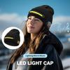 Светодиодная беспроводная музыкальная шапка-бини с Bluetooth-наушниками, унисекс, зимняя, теплая, с налобным фонарем, вязаная, с ночным светом, фонарик