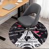 Parisian Romance Eiffel Tower Round Rug with Hearts and French WordsRound Non-Slip chair mat chair carpet for office Rugs for Office Decor Gift For Va