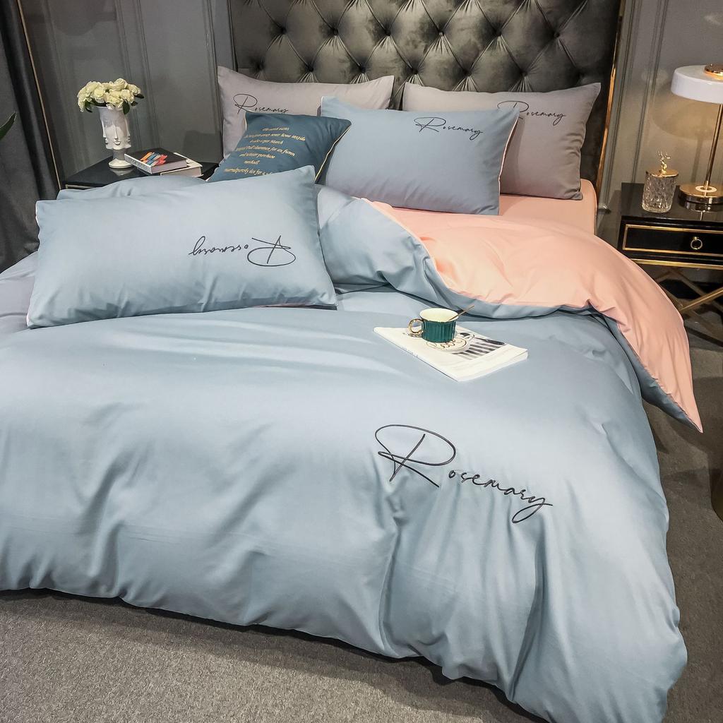 Утолщенное вышитое постельное белье, пододеяльник из четырех частей, простыня, комплект из трех частей для спальни