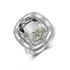 Luxury Design Natural Green Amethyst Large Gemstone Oval 12*16mm Ring 925 Sterling Silver Gorgeous Fine Jewelry