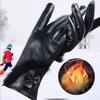 Touch Screen Women's Leather Gloves Rabbit Fur Design Autumn and Winter Velvet Women's Windproof Warm Bow Imitation Leather Gloves