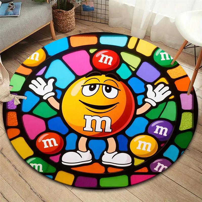 Круглый ковер M&M's, Ковер для гостиной, спальни, дивана, игровой комнаты, Декор, Нескользящий коврик для пола