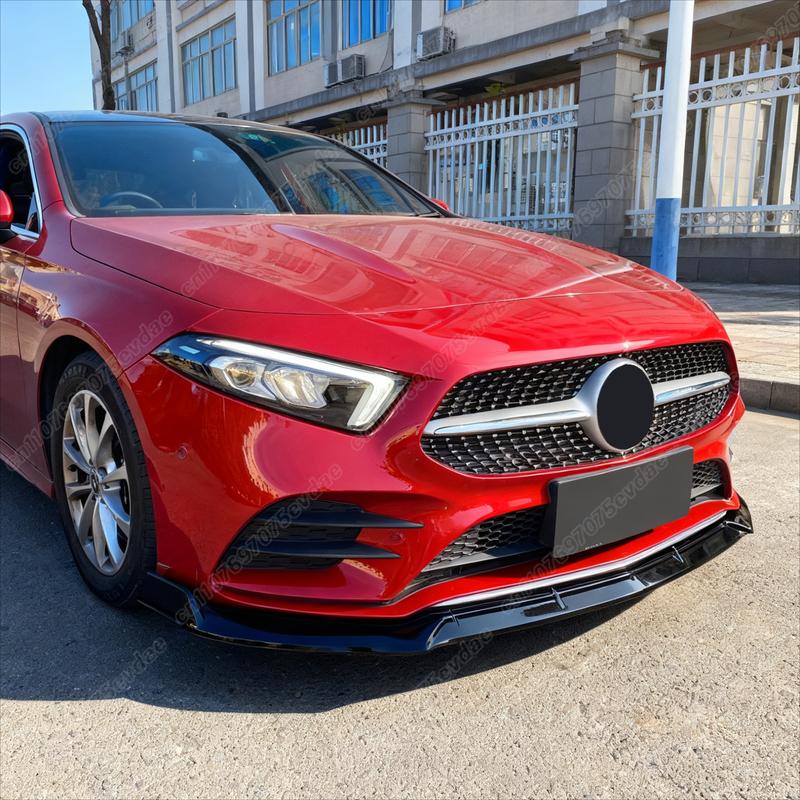 For Mercedes-Benz A-Class Sport Model W177 2019 2020 2021 2022 Front Bumper Splitter Lip Spoiler Diffuser Car Exterior BodyKits