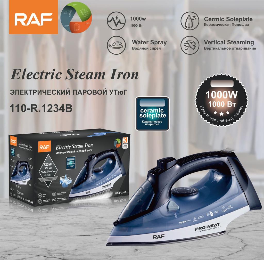 Европейский и американский трансграничный бытовой паровой утюг RAF, ручной подвесной электрический гладильный утюг с проволокой, для влажной и сухой уборки, 2200 Вт
