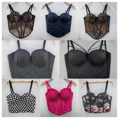 Классический женский черный белый в горошек топ-труба корсет бюстье девушка сексуальный пуш-ап жилет бралет леди бюстгальтер укороченные топы клубная вечеринка нижнее белье