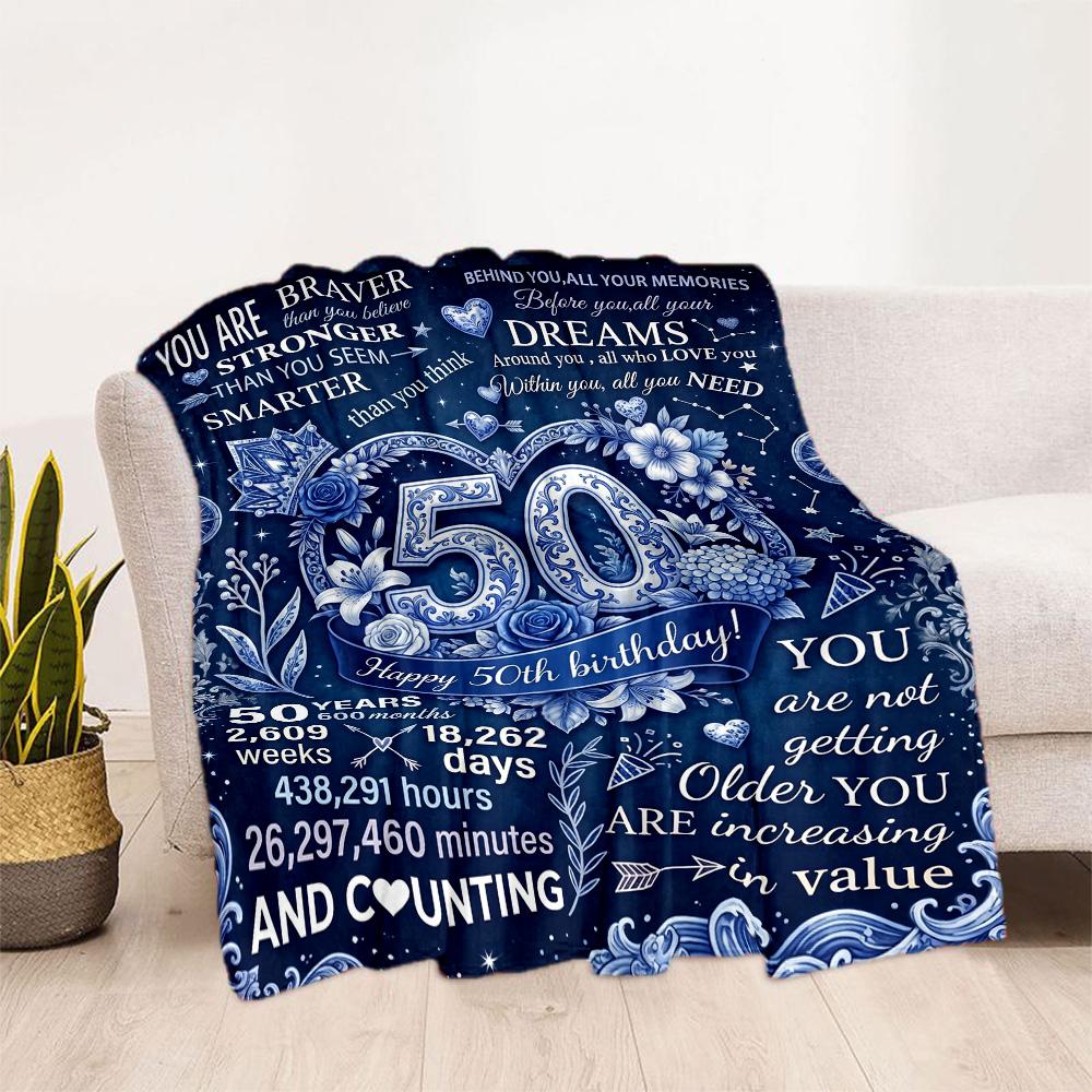 50th Anniversary Celebration Flannel Blanket-Soft and Suitable for Sofas,Beds,Offices,Travel,All Seasons,Great Gift for Holidays and Birthdays.