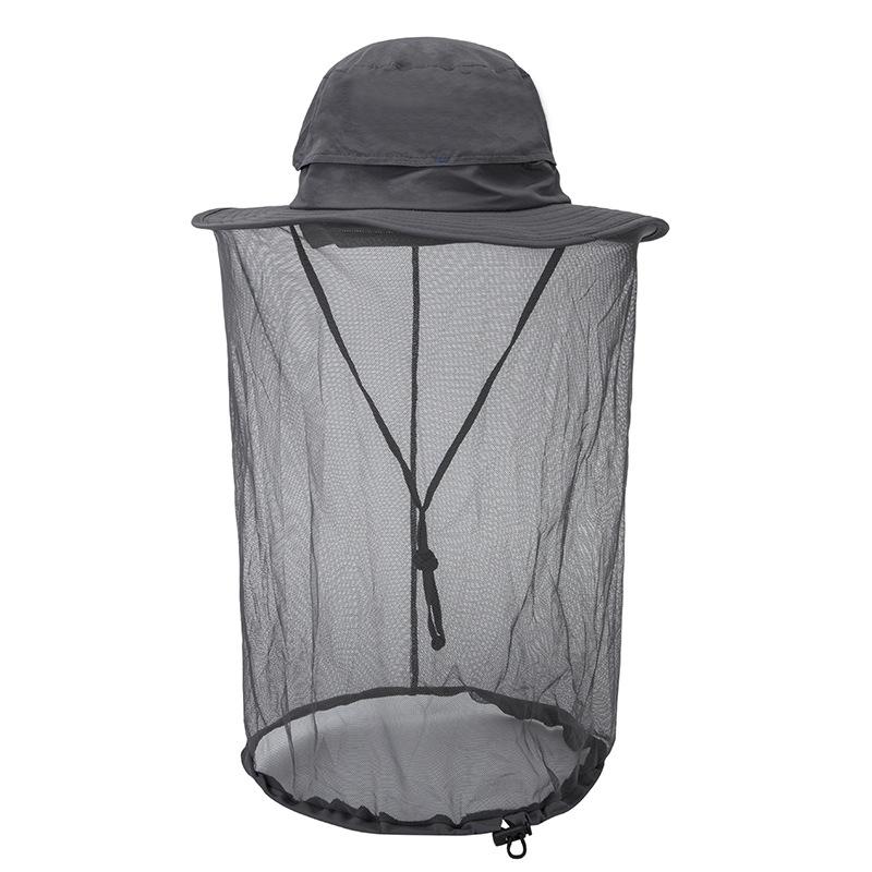 Hat outdoor sun protection big eaves hat travel bucket hat anti-mosquito visor net gauze hat