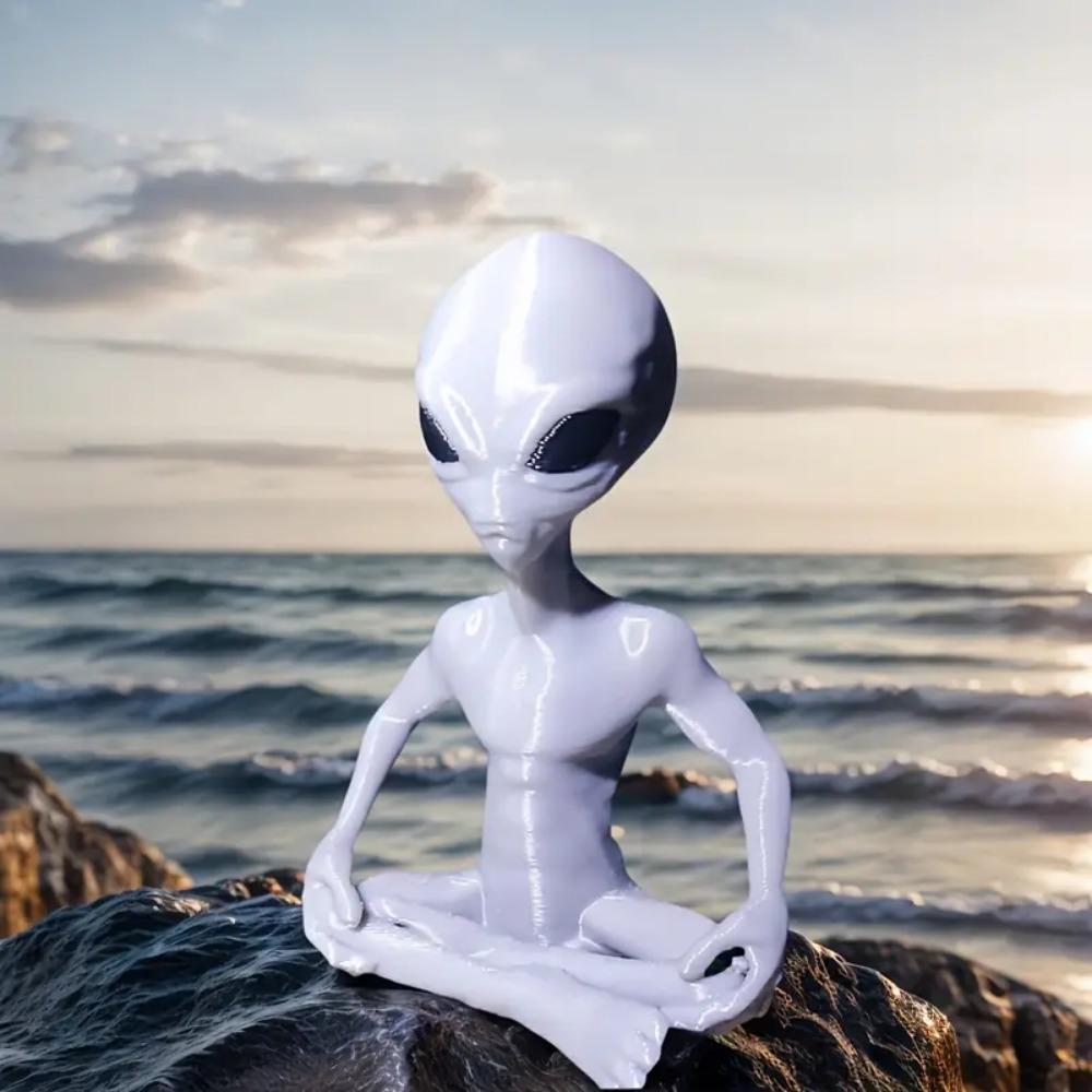 Статуя Медитирующего Инопланетянина, 3D-печатное украшение для йоги и медитации, Декор для Хэллоуина, Комнатное пространство, Забавное украшение для снятия стресса