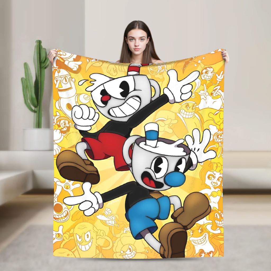 CUPHEAD Дьявол Пледы Коралловый Флис Плюшевые Зимние Магмен Дышащие Легкие Тонкие Пледы для Дома Машины Плюшевое Тонкое Одеяло