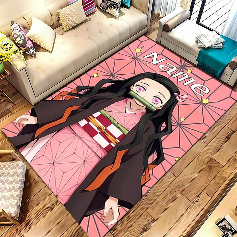 Custom personalization Demon Slayer Nezuko Area Rug - Perfect For Kitchen, Bathroom,Laundry Room Decor Large Size Available,Gift All Seasons