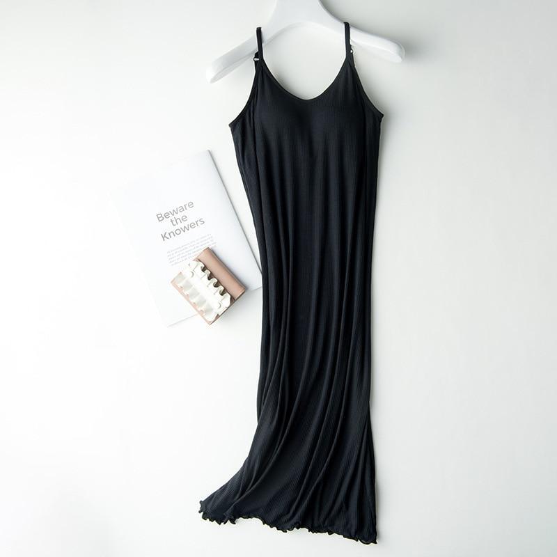 2025 New Nightgowns, One-piece Suspender Skirt with Chest Pad, Female Long Base Skirt Modal, Inner Petticoat, Sleepshirts Summer