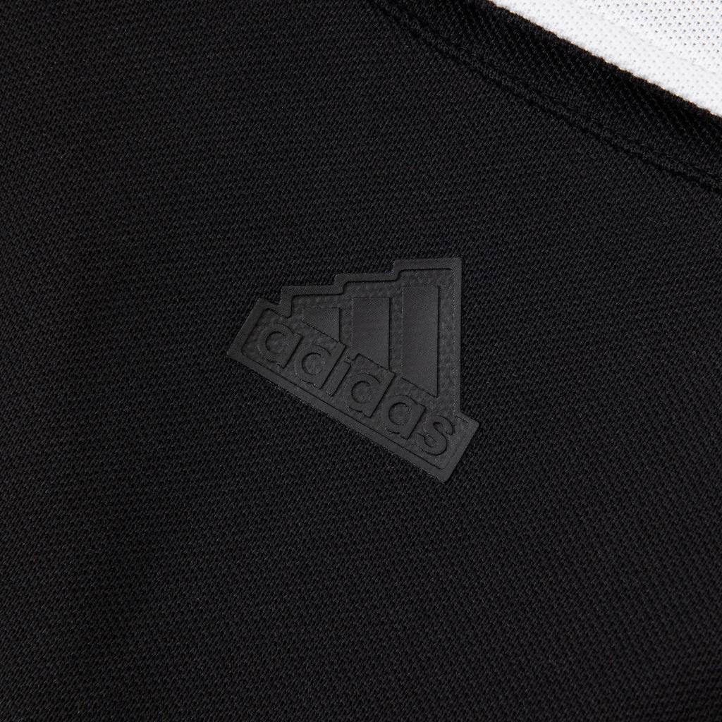 adidas Платье Verbiage Colorblock Print с коротким рукавом и воротником Женское платье черного цвета JD1154