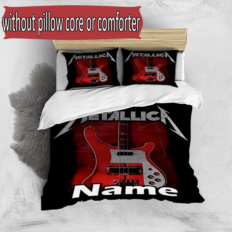 3pcs Duvet Cover Set (1*Duvet Cover + 2*Pillowcase, Without Core), Custom Name Master of Puppets Pattern Bedding Set, Home Bedroom Decor Gift