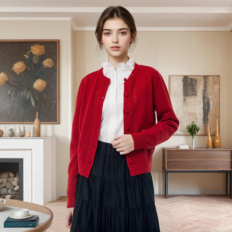 GOELIA Women's Petal Collar Wool Cardigan