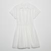 Women V Neck Short Sleeve Strethy Waist Females Mini Embroidery White Cotton Dress