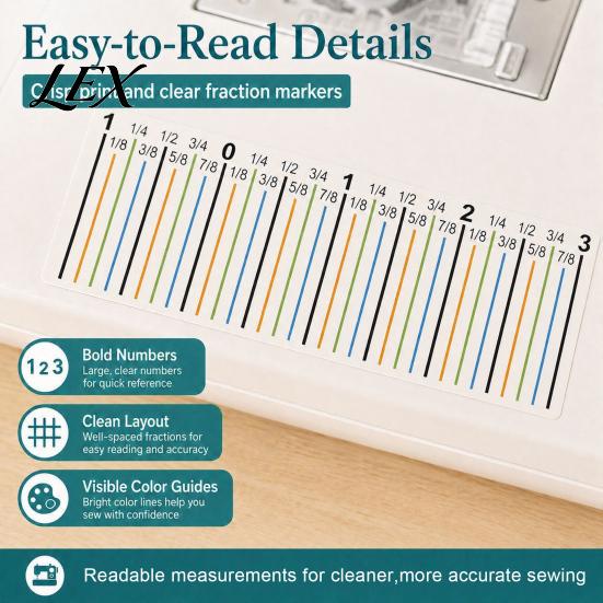 Adhesive Seam Ruler Sticker Allowance for Sewing Machine, Guide Clothing Gauge Tape with Scale Marks, Positioning Decal Accurate Stitching