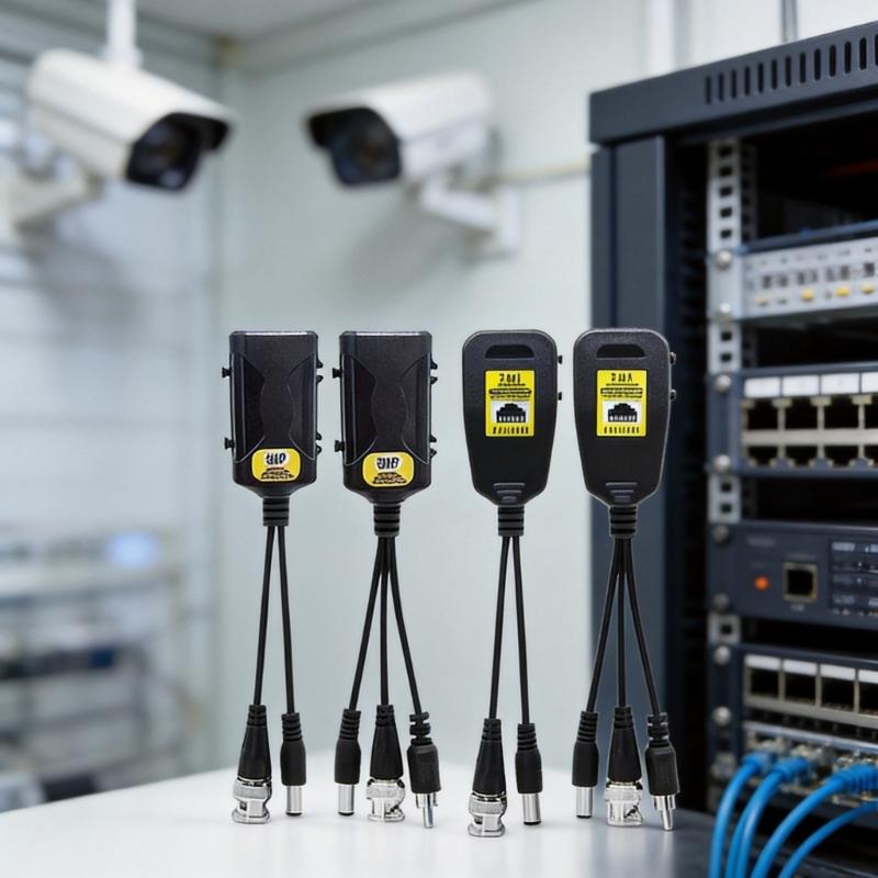 Набор аналоговых видеобалунов для CCTV с разъемом BNC, портом RJ45 и кабелем DC5.5X2.1mm для кабельной разводки камер