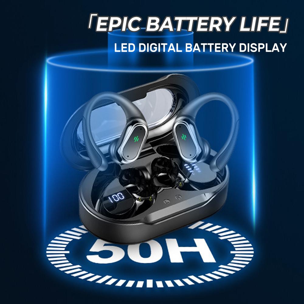 Беспроводные наушники, Bluetooth 5.4 Спортивные наушники, 50 часов Hi-Fi стерео глубокие басы Накладные наушники с микрофоном с шумоподавлением ENC, IP7 водонепроницаемые