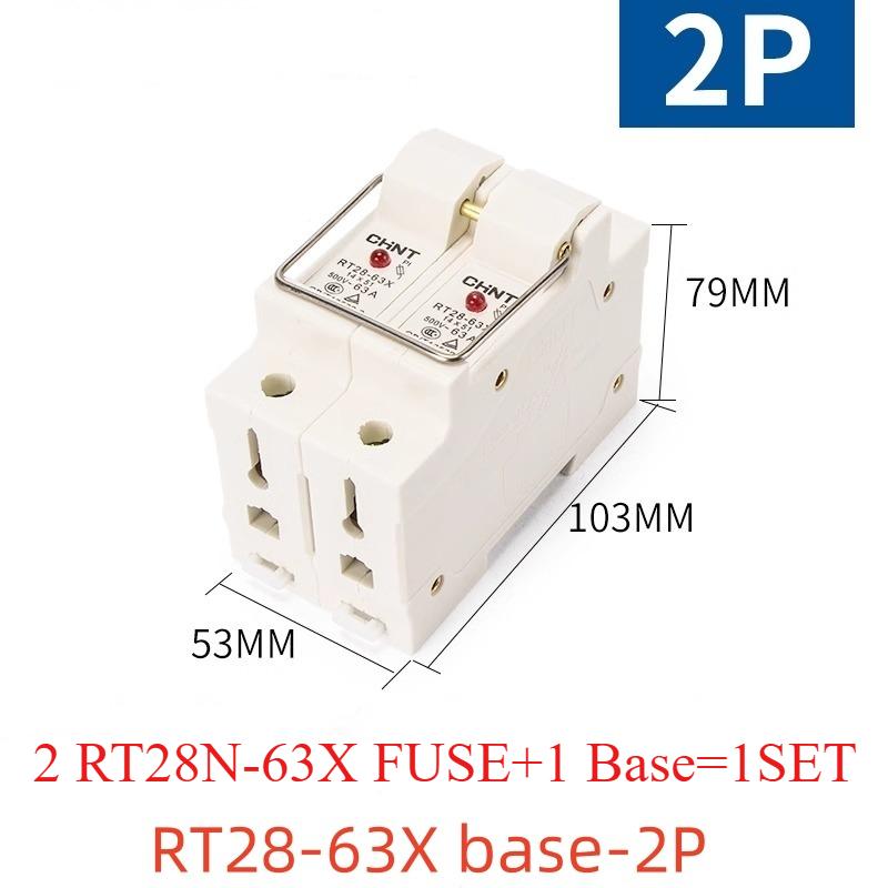 10PCS/1SET/ Fuse RT28N-32X 63X 1P 2P 3P with lamp fuse base rail type RT18 melt core
